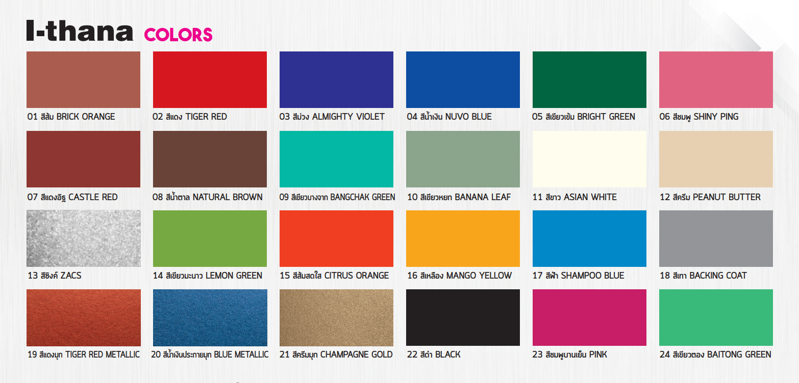 แบบสีหลังคา I-THANA COLOUR RANGE